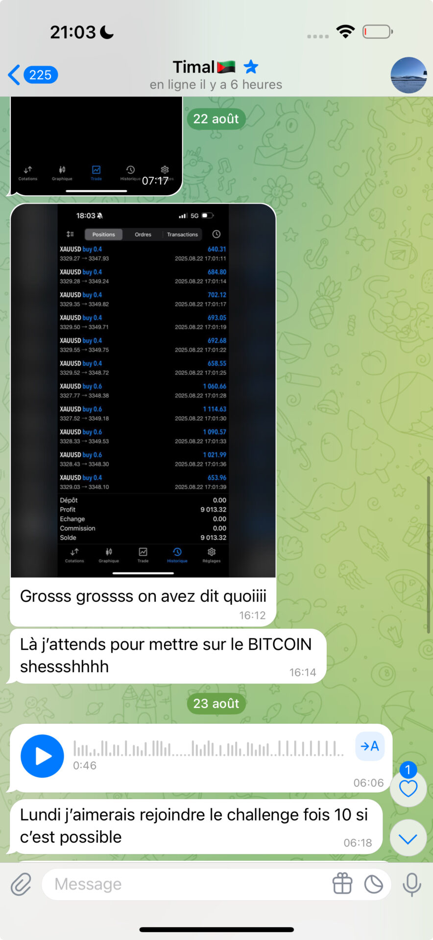 Julien a gagné +9 000 € en une journée.
